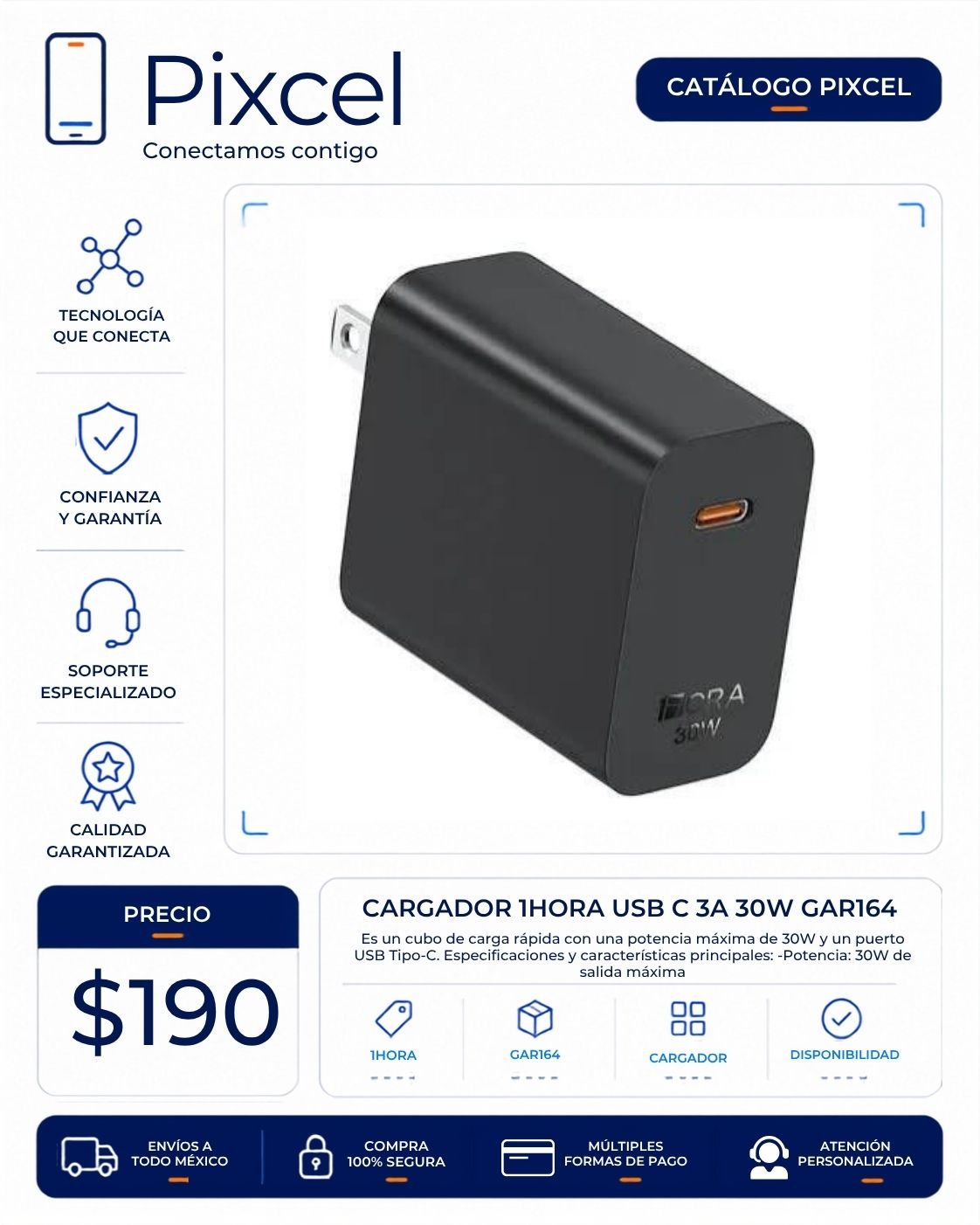 Cargador Hoco USB-C 30W GaN