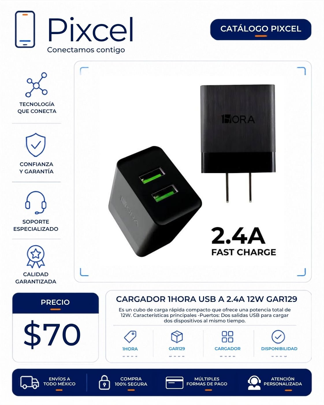 Cargador Hoco USB 2.4A